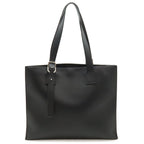 Loewe Anagram Buckle Horizontal Tote Shoulder Bag Leather Black Silver