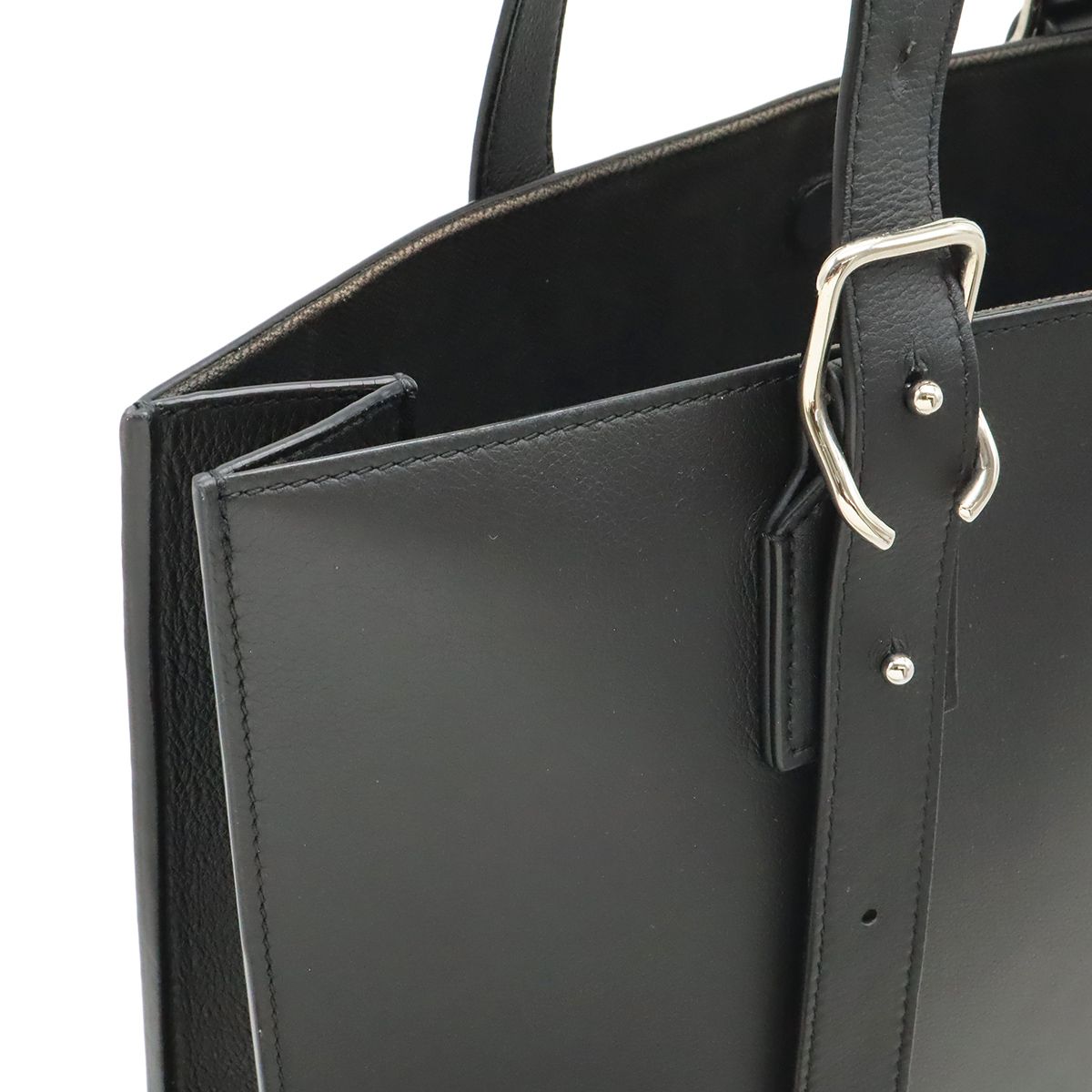 Loewe Anagram Buckle Horizontal Tote Shoulder Bag Leather Black Silver — view 5