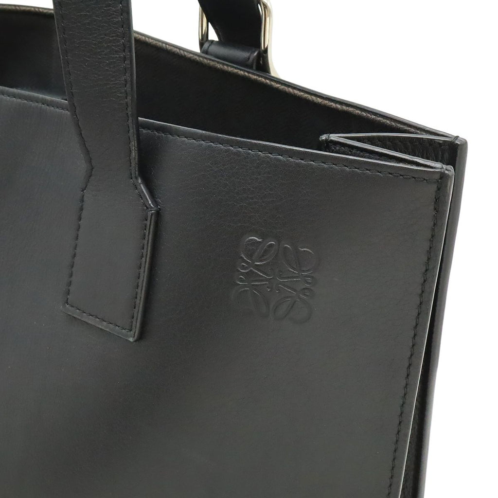 Loewe Anagram Buckle Horizontal Tote Shoulder Bag Leather Black Silver — view 8