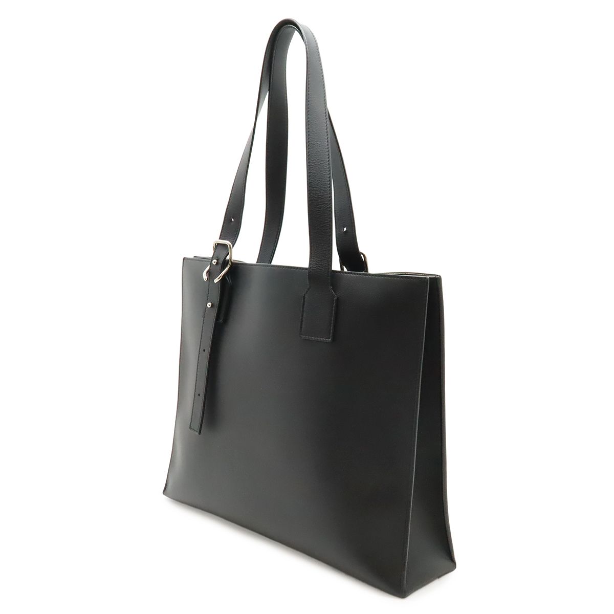 Loewe Anagram Buckle Horizontal Tote Shoulder Bag Leather Black Silver — view 2