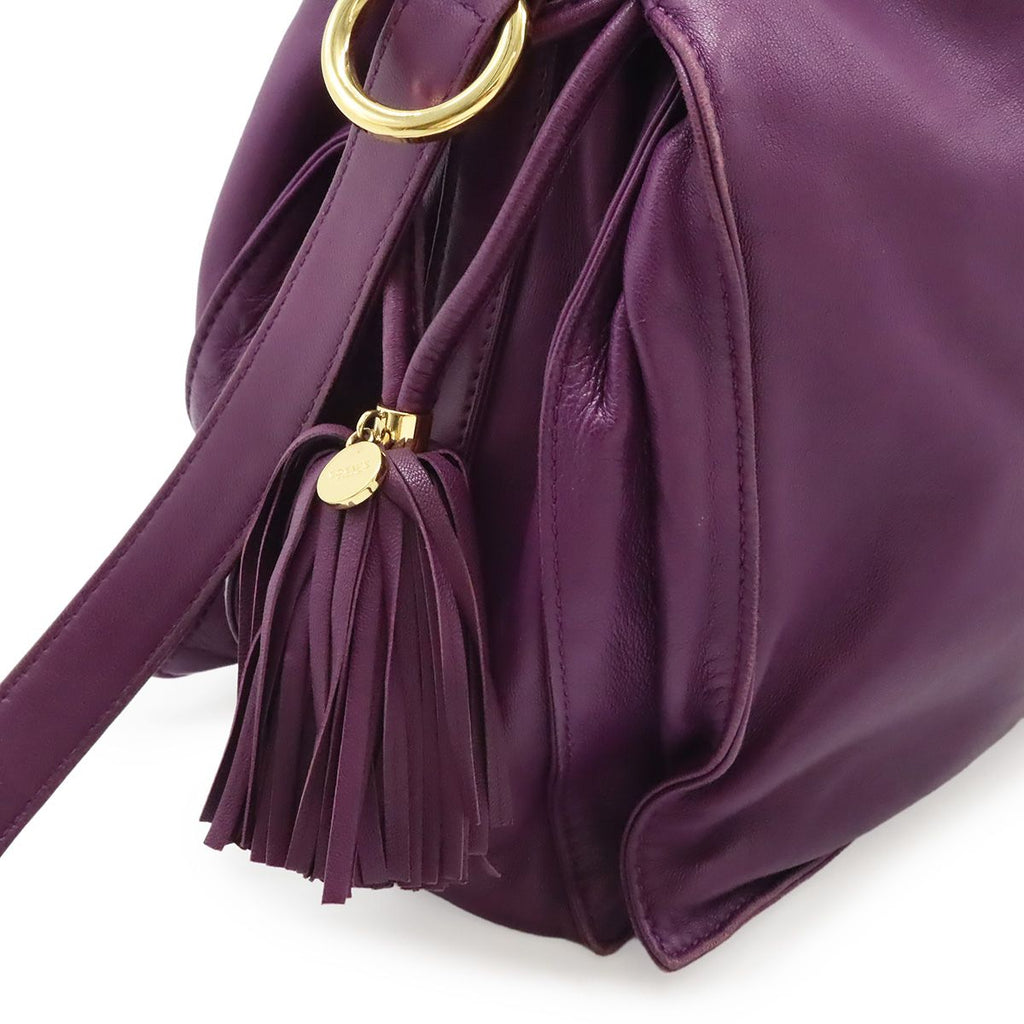 Loewe Flamenco 30 Anagram Shoulder Bag 2-Way Fringe Tassel Nappa Leather Purple — view 4