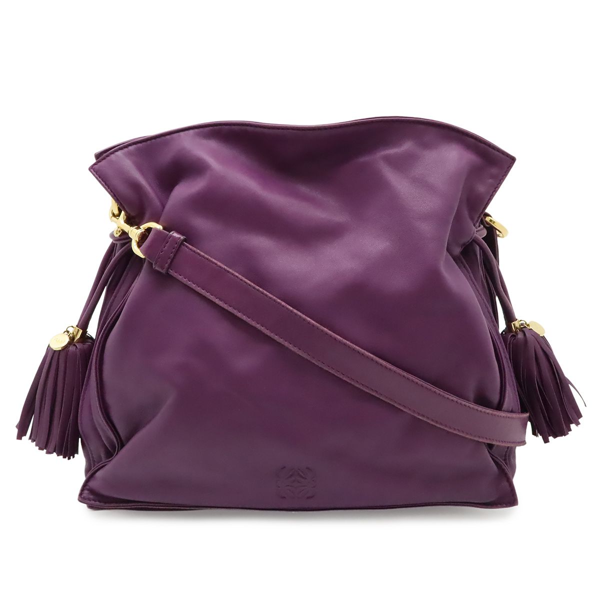Loewe Flamenco 30 Anagram Shoulder Bag 2-Way Fringe Tassel Nappa Leather Purple