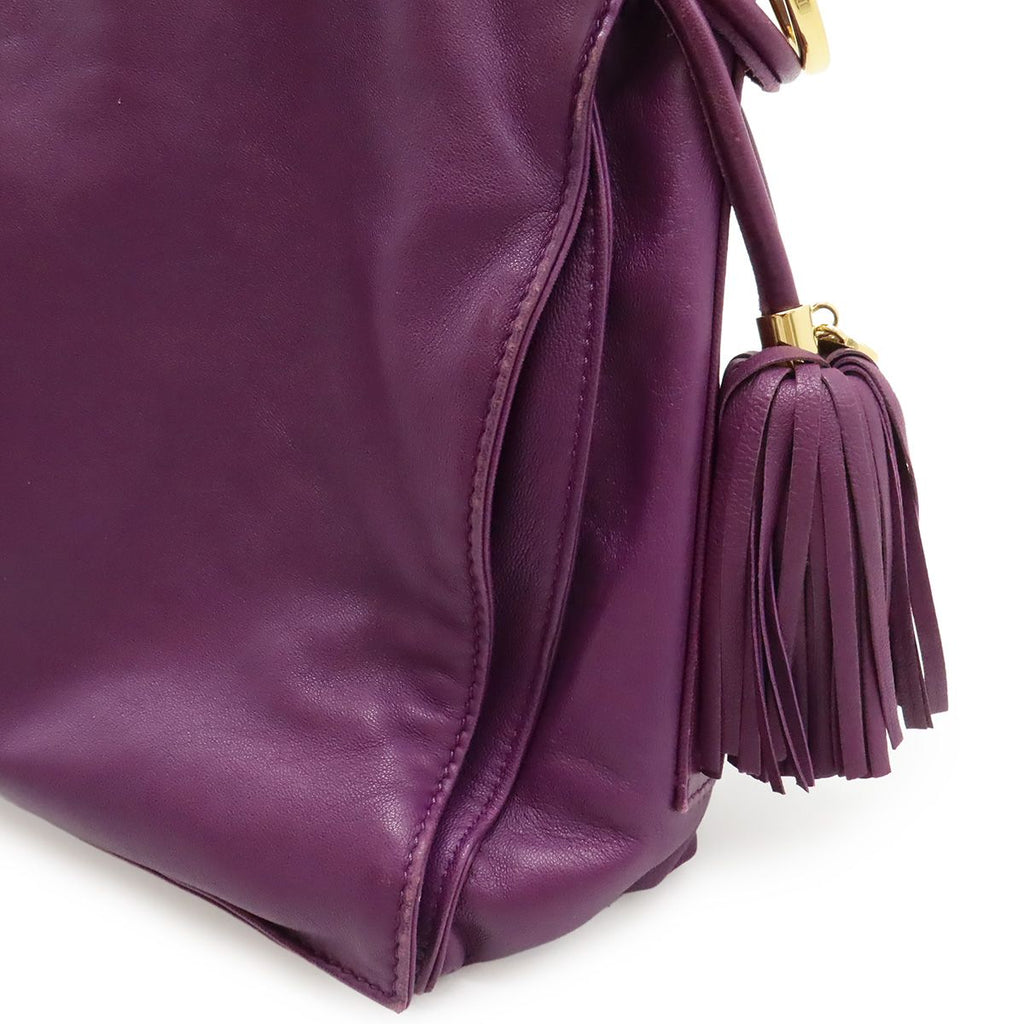 Loewe Flamenco 30 Anagram Shoulder Bag 2-Way Fringe Tassel Nappa Leather Purple — view 8