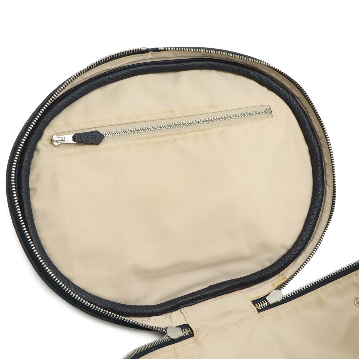 Hermes Intercity Vanity Handbag Taurillon Clemence Leather Black Silver — view 7