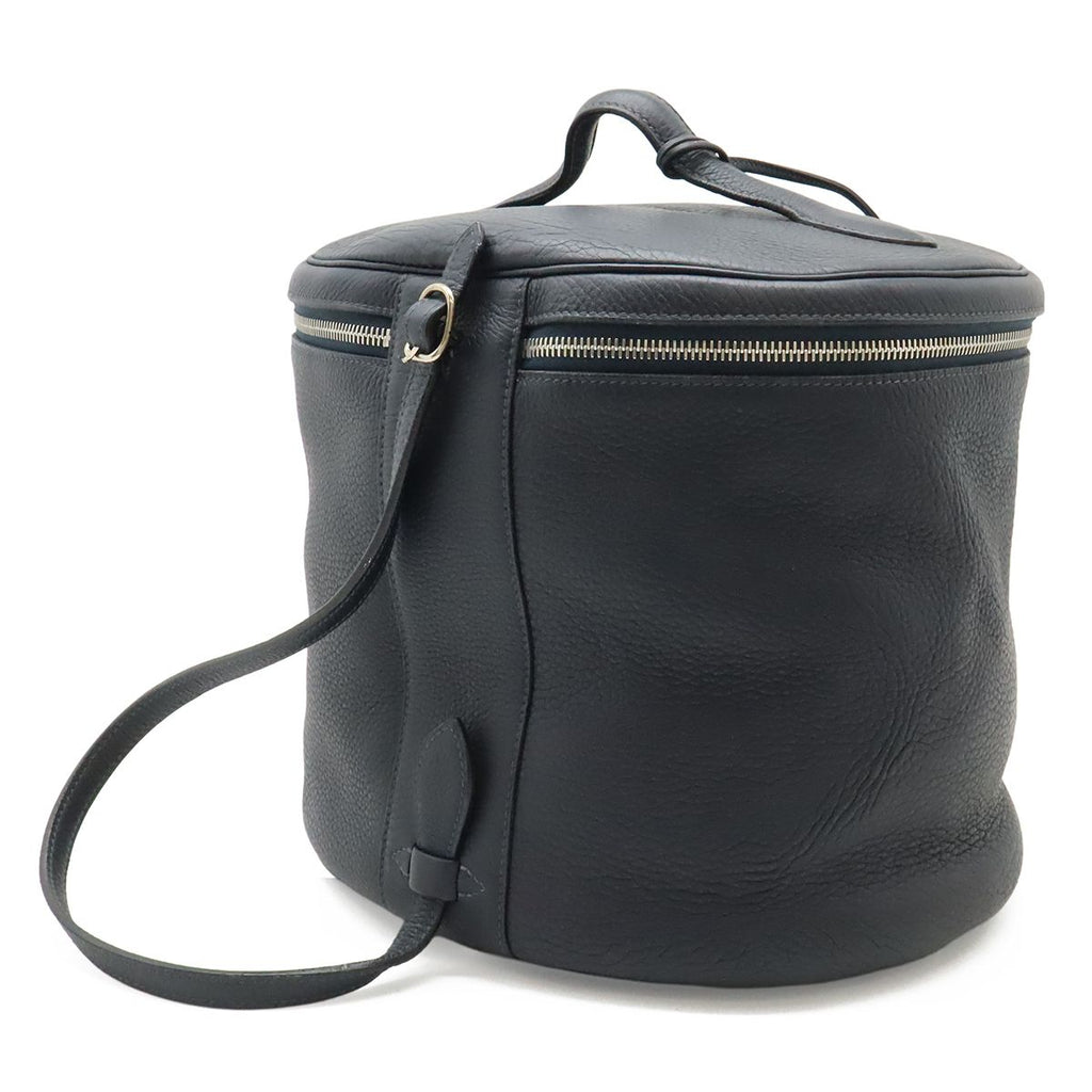 Hermes Intercity Vanity Handbag Taurillon Clemence Leather Black Silver — view 2