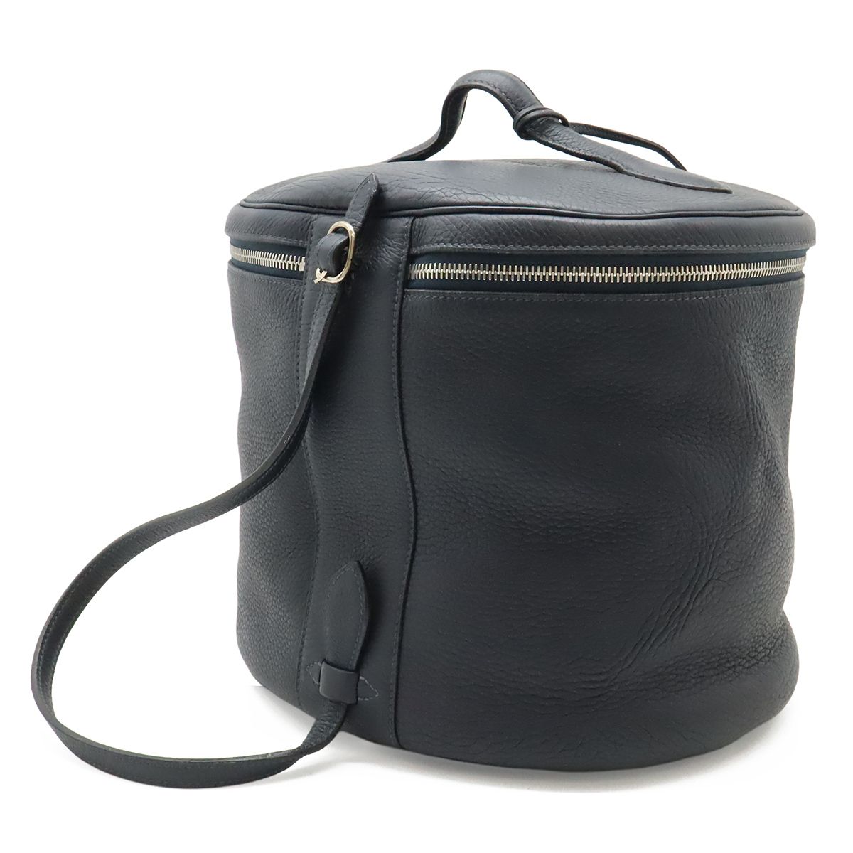 Hermes Intercity Vanity Handbag Taurillon Clemence Leather Black Silver — view 2