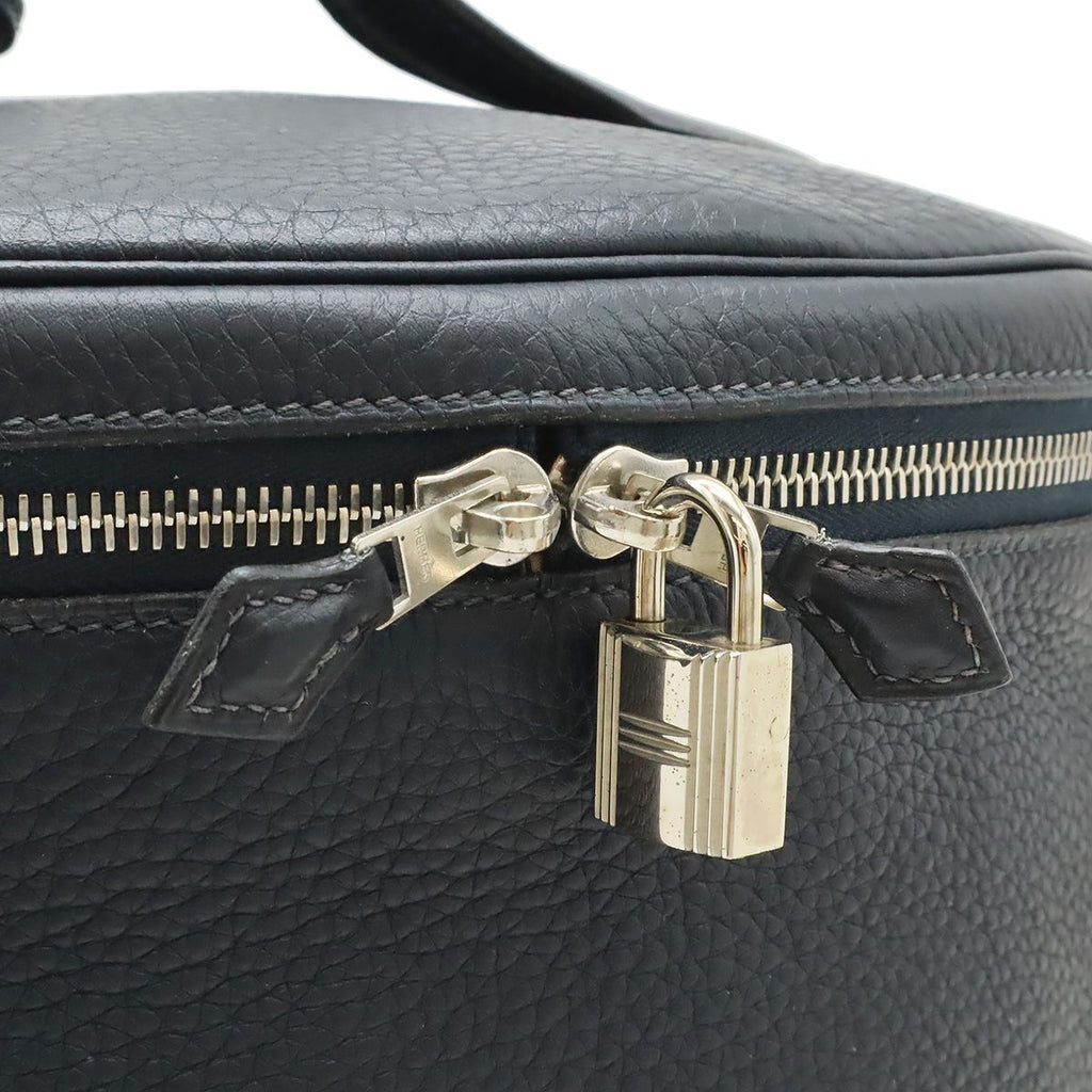 Hermes Intercity Vanity Handbag Taurillon Clemence Leather Black Silver — view 6