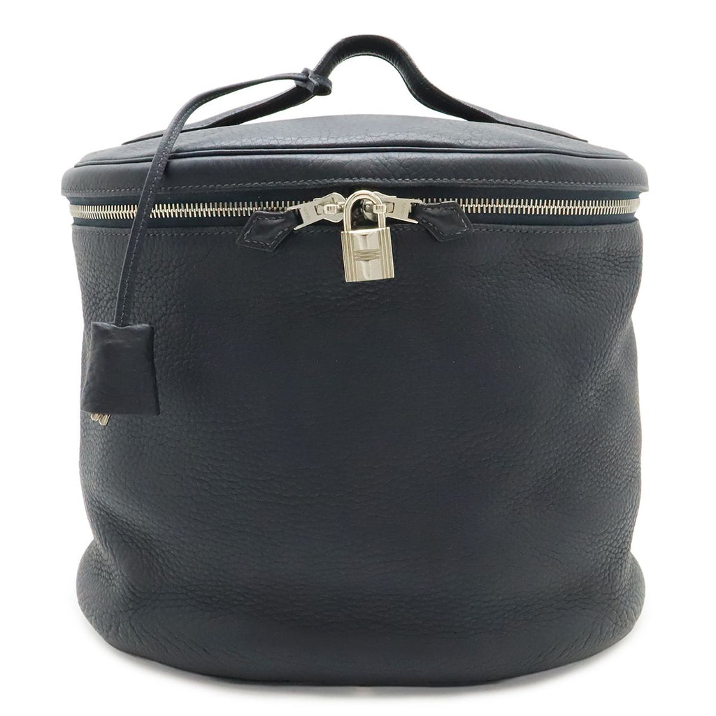 Hermes Intercity Vanity Handbag Taurillon Clemence Leather Black Silver