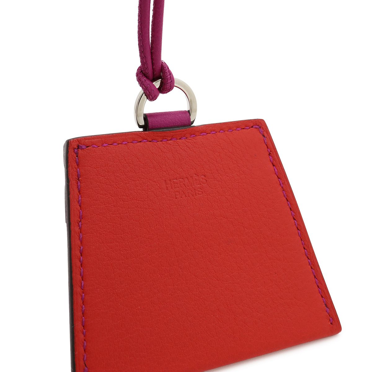 Hermes Montpetit Kelly Pendant Veau Swift Cord Strap Purple Red Silver — view 4