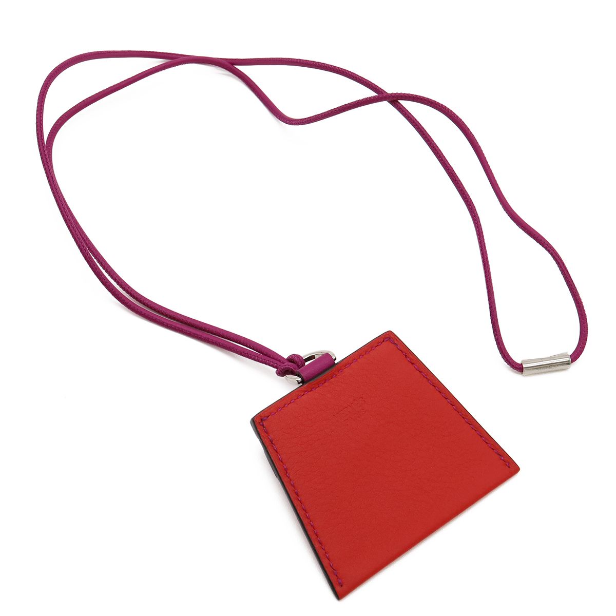 Hermes Montpetit Kelly Pendant Veau Swift Cord Strap Purple Red Silver — view 2