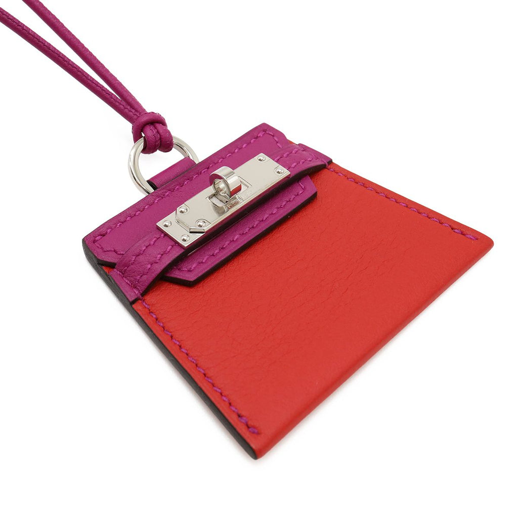 Hermes Montpetit Kelly Pendant Veau Swift Cord Strap Purple Red Silver — view 3
