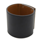 Hermes Tall Bangle Bracelet Studs Leather Black Silver — view 3
