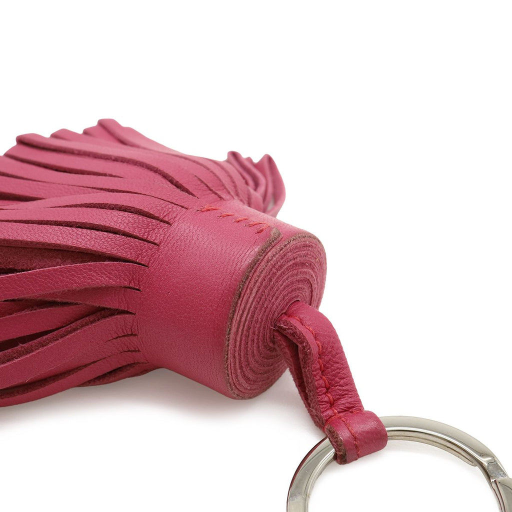 Hermes Carmen Key Ring Key Holder Fringe Tassel Charm Any Milo Leather Pink — view 4