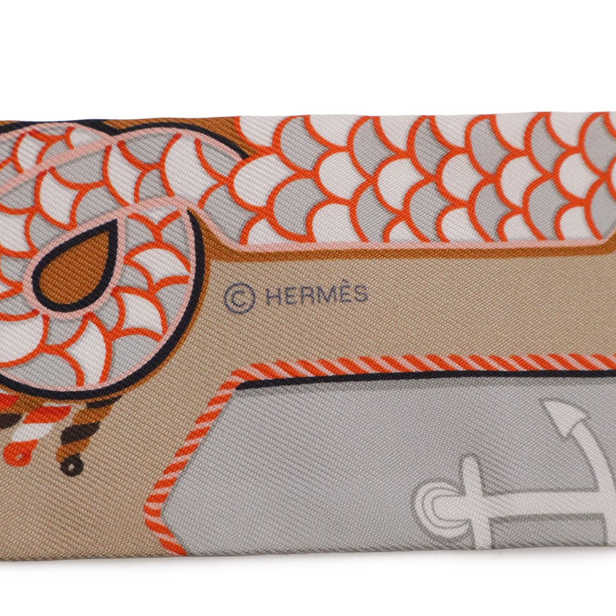 Hermes Twill Scarf Bag Epaulettes de Gala Silk 100% Terracotta — view 3