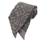 Hermes Twill Scarf Bag Alphabet Logo Pattern Silk 100% Khaki Gray