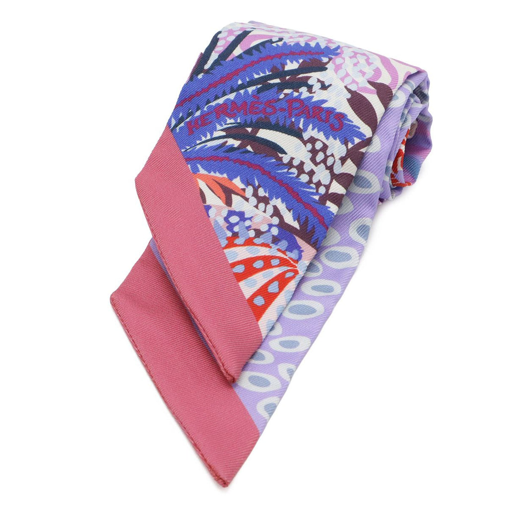 Hermes Twill Scarf Bag Under the Waves Silk 100% Purple Pink