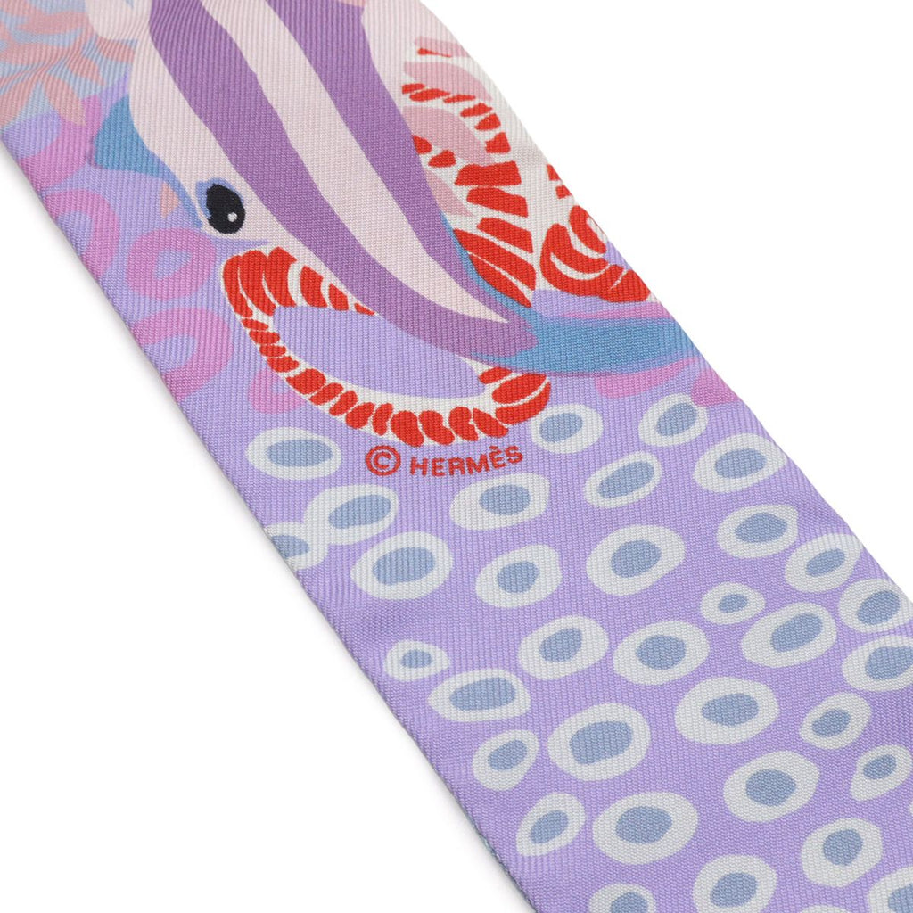 Hermes Twill Scarf Bag Under the Waves Silk 100% Purple Pink — view 5