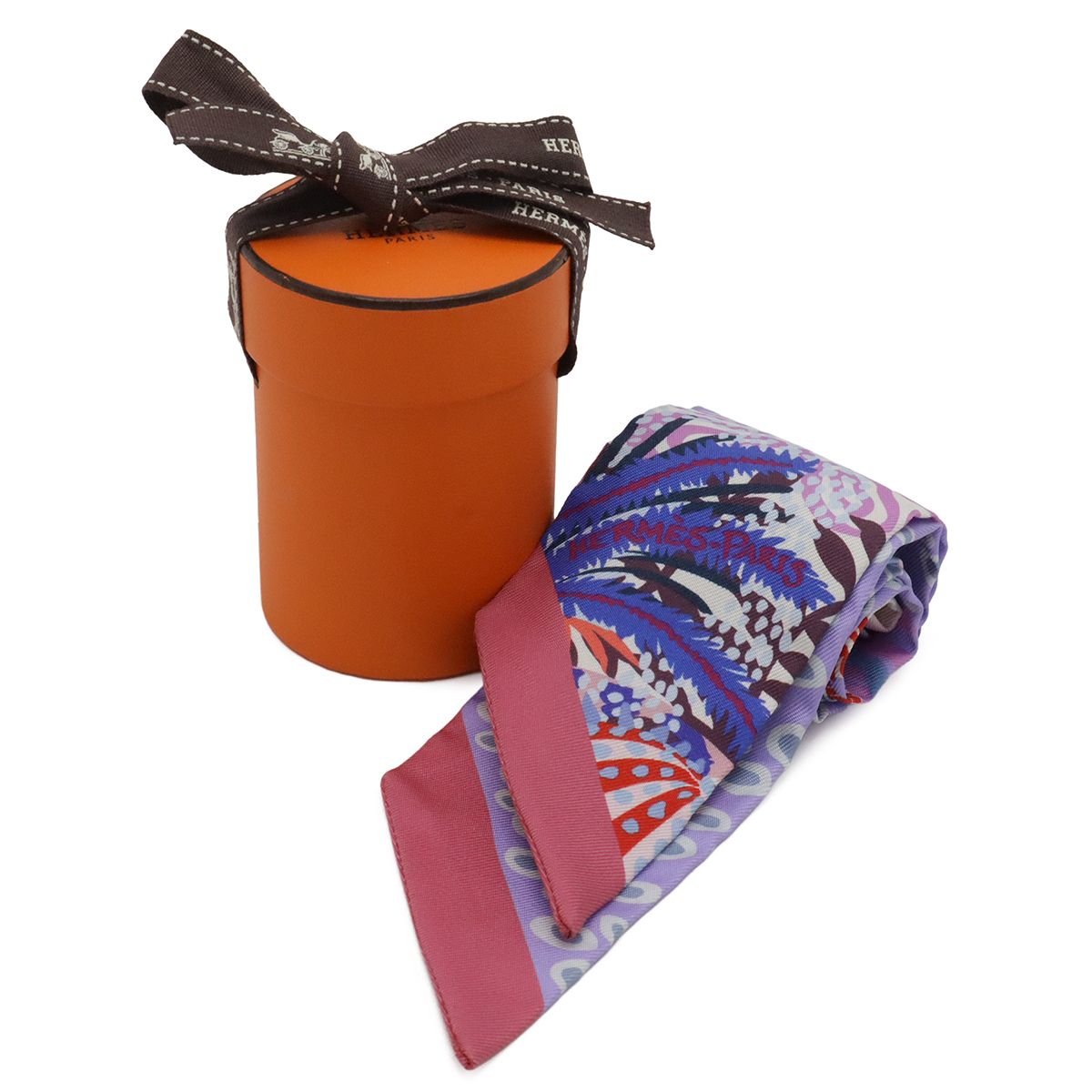 Hermes Twill Scarf Bag Under the Waves Silk 100% Purple Pink — view 7