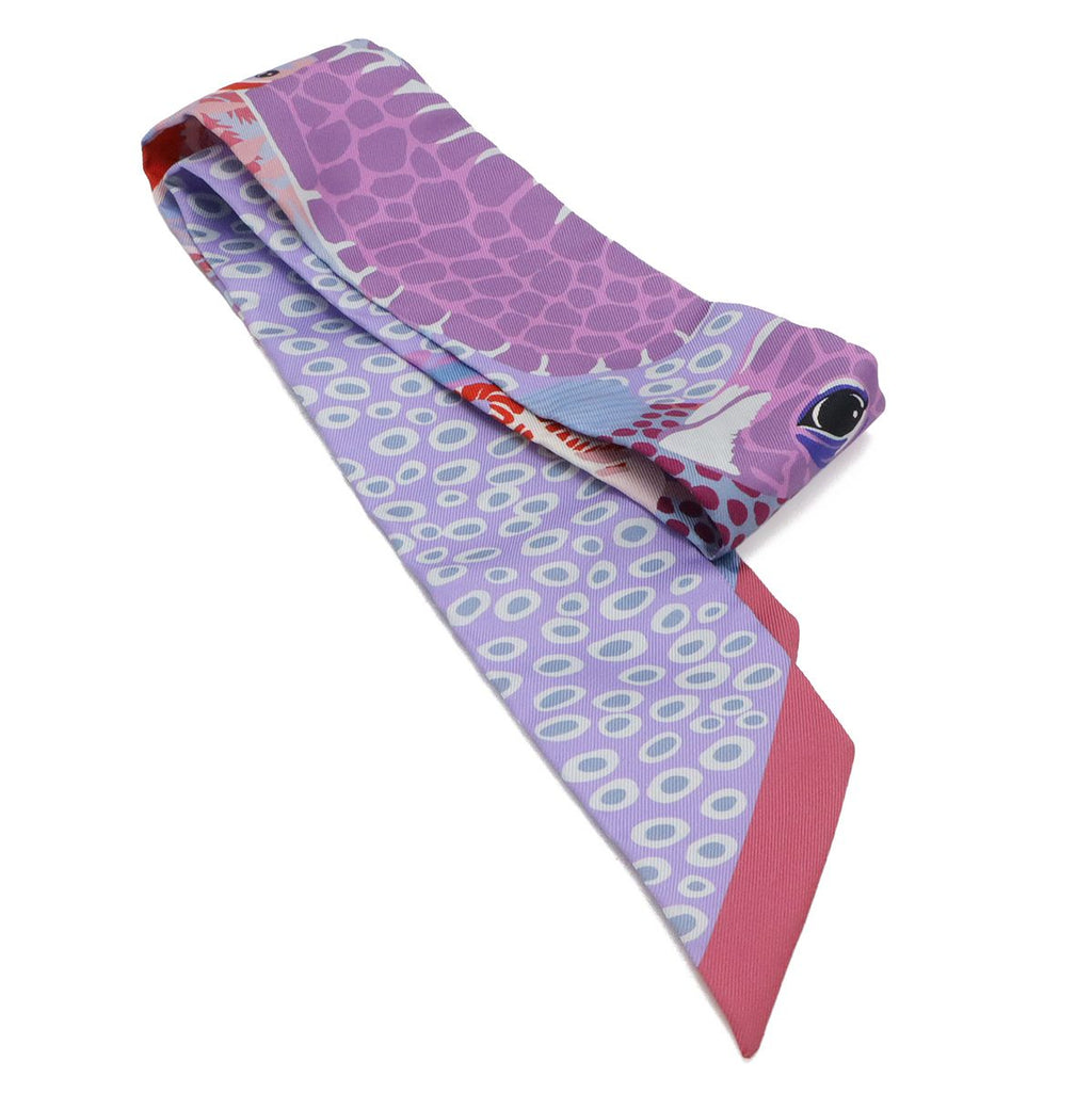 Hermes Twill Scarf Bag Under the Waves Silk 100% Purple Pink — view 2