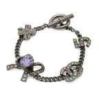 Chanel Number 5 Ribbon CC Logo Clover Bracelet Curve Chain Metal Crystal