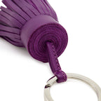 Hermes Carmen Key Ring Key Holder Fringe Tassel Charm Any Milo Leather Purple — view 3