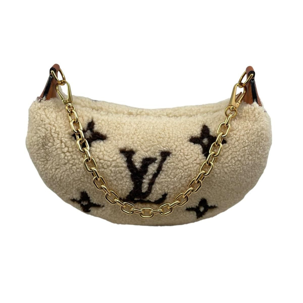 Louis Vuitton Shoulder Bag Obasam Monogram Shearling Ivory Brown