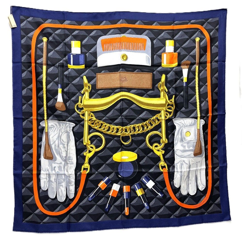Hermes Scarf Carre 90 Beaute Composee Both Compose Silk Blue