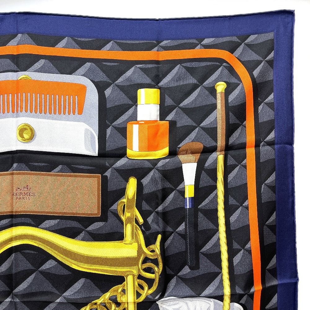 Hermes Scarf Carre 90 Beaute Composee Both Compose Silk Blue — view 3