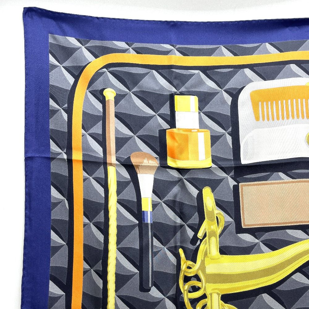 Hermes Scarf Carre 90 Beaute Composee Both Compose Silk Blue — view 7