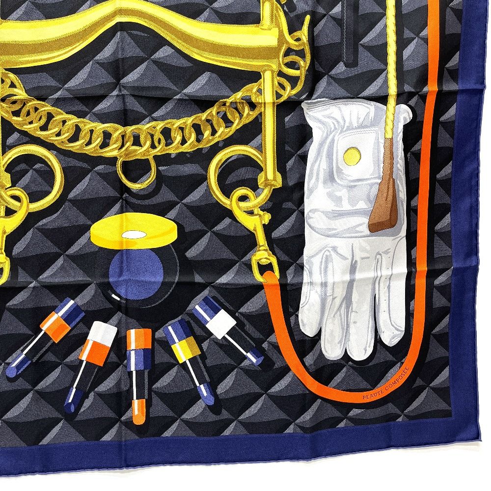 Hermes Scarf Carre 90 Beaute Composee Both Compose Silk Blue — view 5