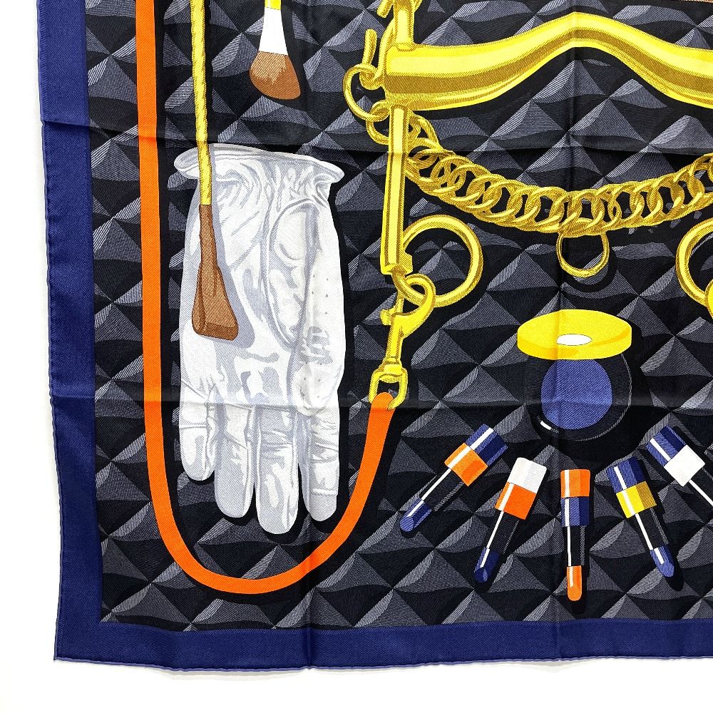 Hermes Scarf Carre 90 Beaute Composee Both Compose Silk Blue — view 4