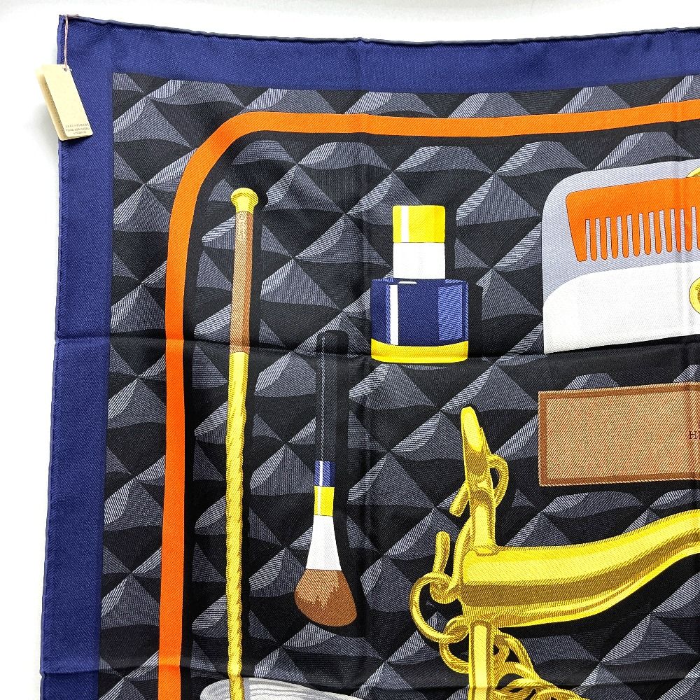 Hermes Scarf Carre 90 Beaute Composee Both Compose Silk Blue — view 2