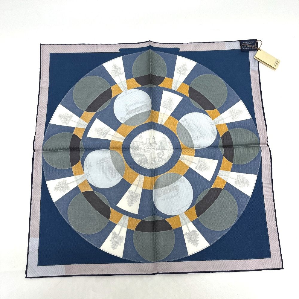 Hermes Scarf Carre 40 Jeu Des Omnibus Remix Game Silk Blue — view 2