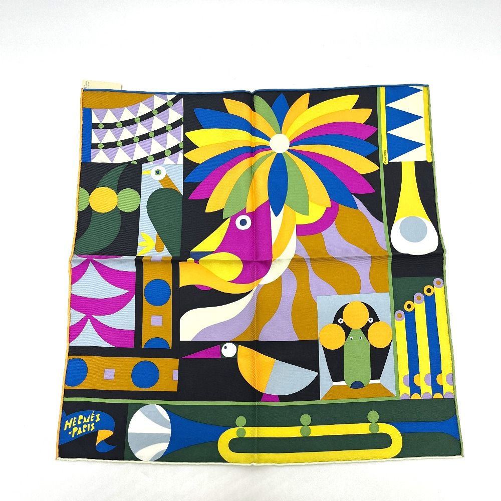 Hermes Scarf Carre 40 Parade en Fanfare Detail Silk Multicolor