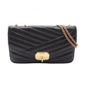Chanel Shoulder Bag Bias Stitch Black Leather Chain
