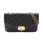 Chanel Shoulder Bag Bias Stitch Black Leather Chain