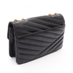 Chanel Shoulder Bag Bias Stitch Black Leather Chain — view 2