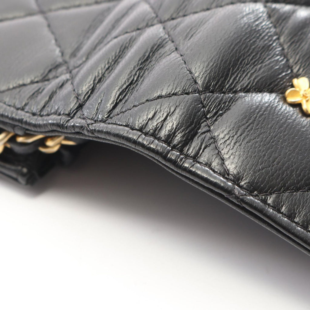 Chanel Shoulder Bag Quilted Icon Charm Black Lambskin Chain Wallet — view 8