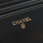 Chanel Shoulder Bag Quilted Icon Charm Black Lambskin Chain Wallet — view 4