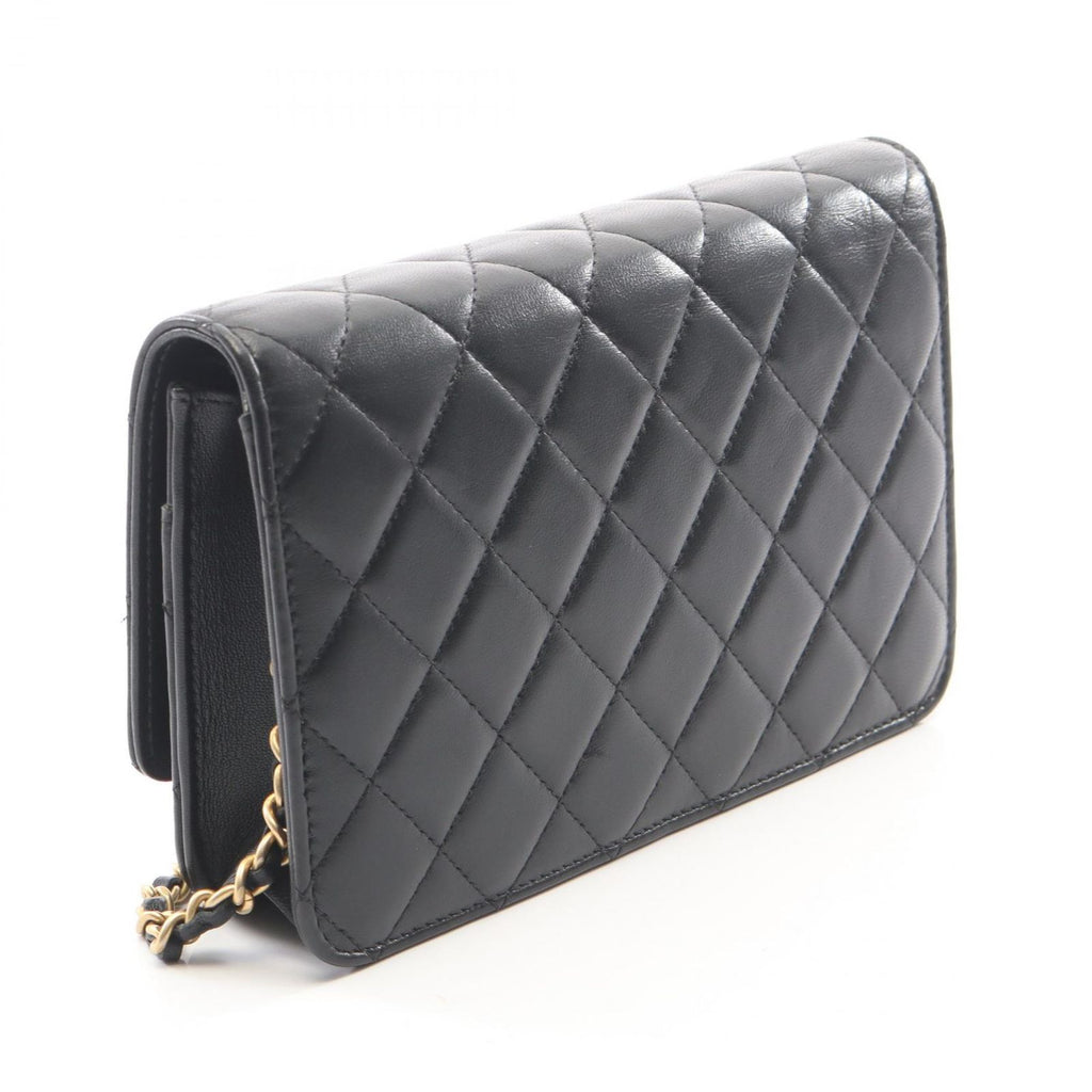 Chanel Shoulder Bag Quilted Icon Charm Black Lambskin Chain Wallet — view 2