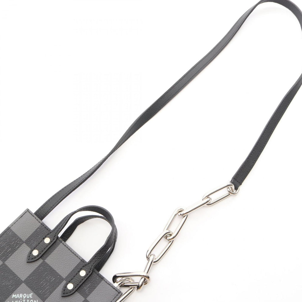 Louis Vuitton Handbag Sac Plat XS Damier Checkerboard Noir 2-Way Leather — view 7
