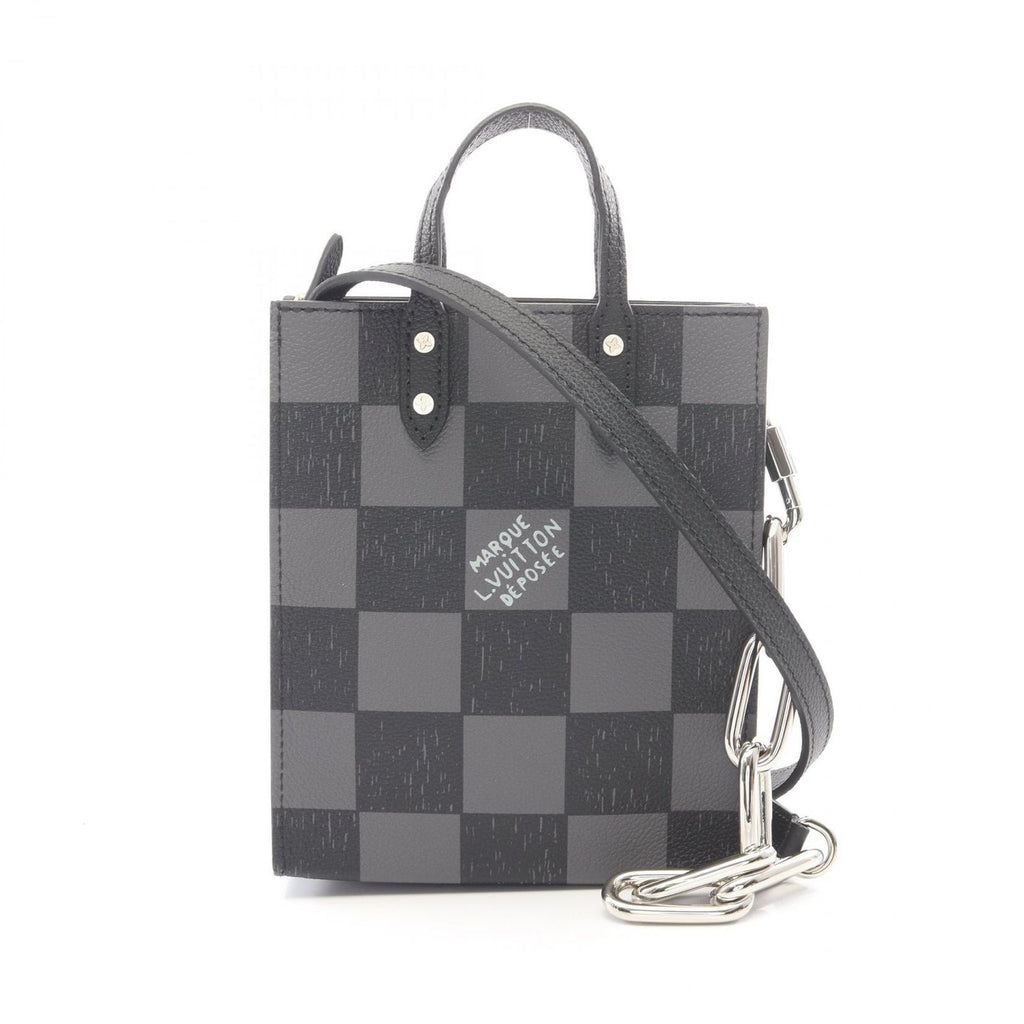 Louis Vuitton Handbag Sac Plat XS Damier Checkerboard Noir 2-Way Leather