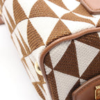 Prada Handbag Triangolo Jacqu 2-Way Brown White Canvas Leather Symbol Embroidery — view 5