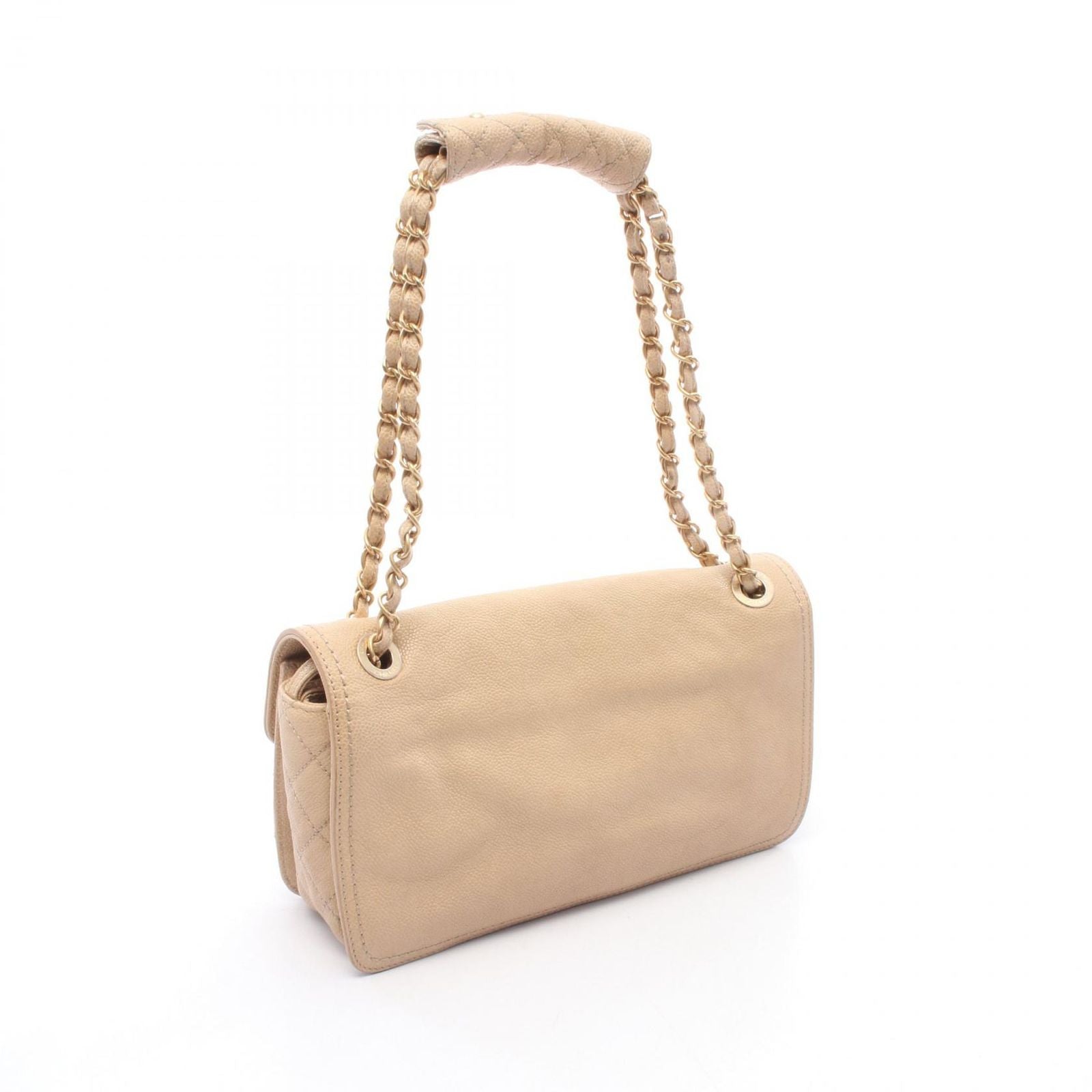 Chanel Shoulder Bag 2.55 Quilted Beige Caviar Leather Chain — view 2