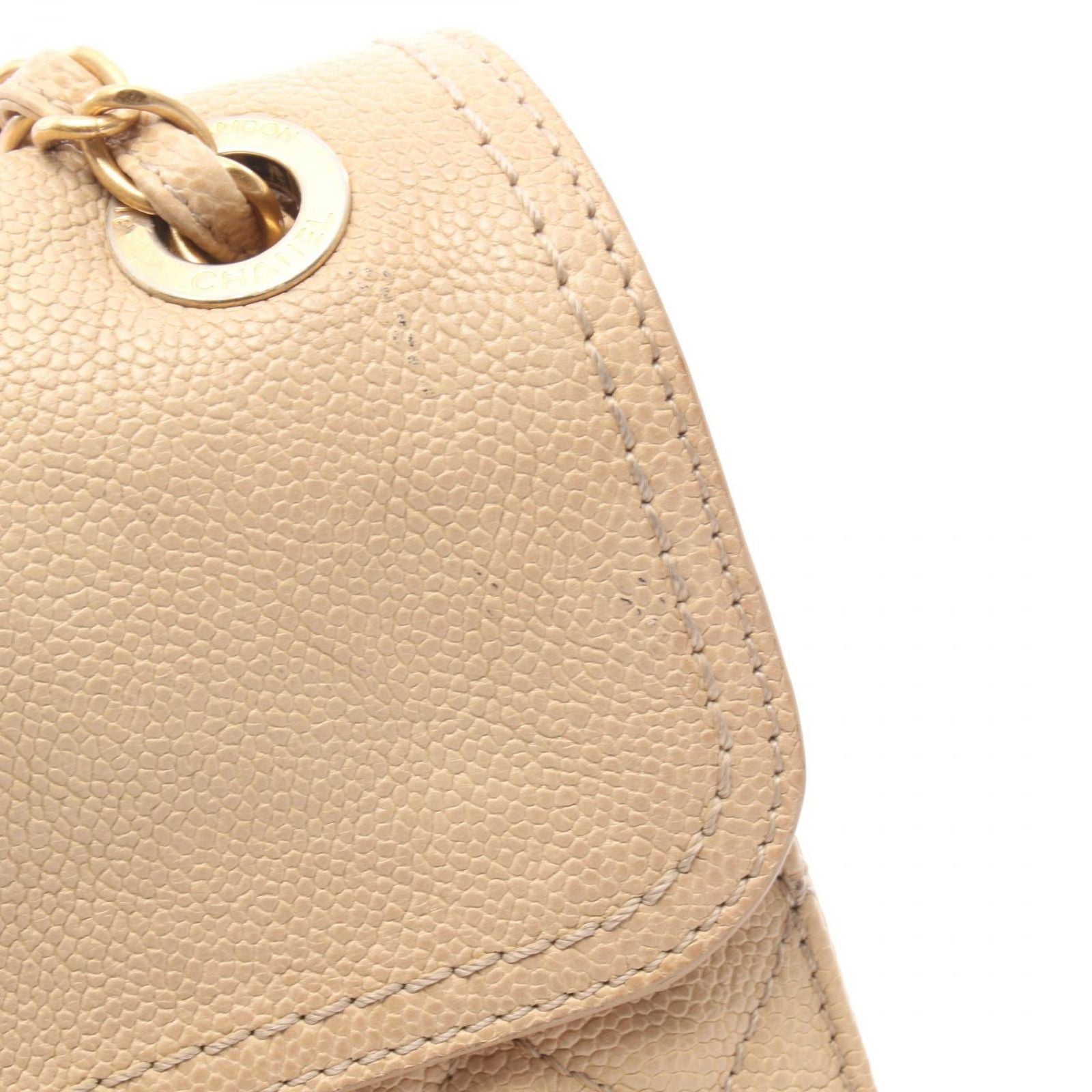 Chanel Shoulder Bag 2.55 Quilted Beige Caviar Leather Chain — view 9