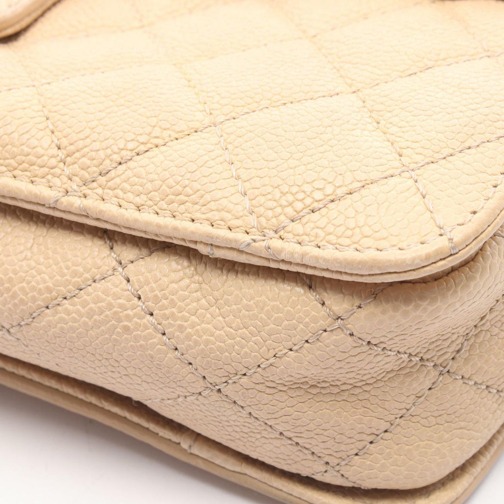 Chanel Shoulder Bag 2.55 Quilted Beige Caviar Leather Chain — view 8