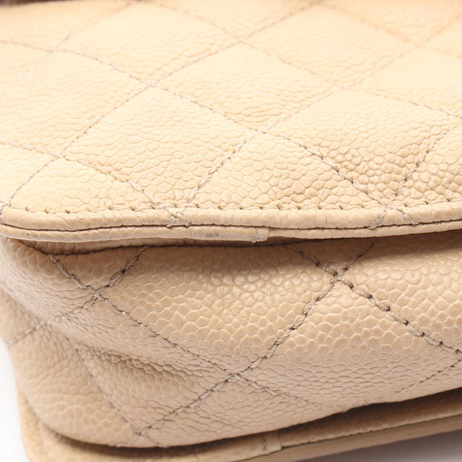 Chanel Shoulder Bag 2.55 Quilted Beige Caviar Leather Chain — view 7