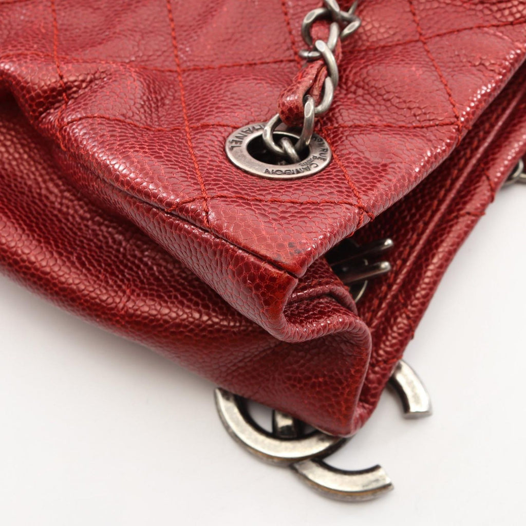 Chanel Tote Quilted Metallic Cles Caviar Leather Chain — view 7