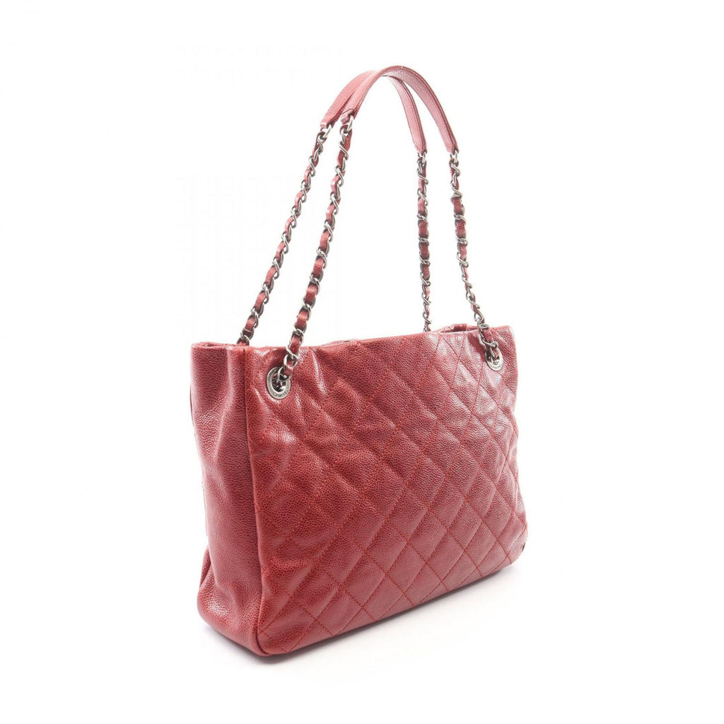 Chanel Tote Quilted Metallic Cles Caviar Leather Chain — view 2
