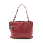 Chanel Tote Quilted Metallic Cles Caviar Leather Chain